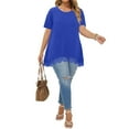 thumbnail image 5 of WellSize Women Plus Size Tops Casual Lace Tunic Blouse Summer Crew Neck Short Sleeve Shirts, 5 of 8