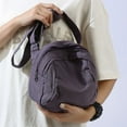 thumbnail image 4 of Canvas Shell Hobo Bag Zipper Unisex Washable Solid Handbag Pouch (Black), 4 of 10