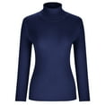 thumbnail image 3 of Bnwani Womens Turtleneck Sweaters Fall 2024 Pullover Solid Color Long Sleeve Top Knit Navy Womens Tunic Sweater Size L(US:8), 3 of 7