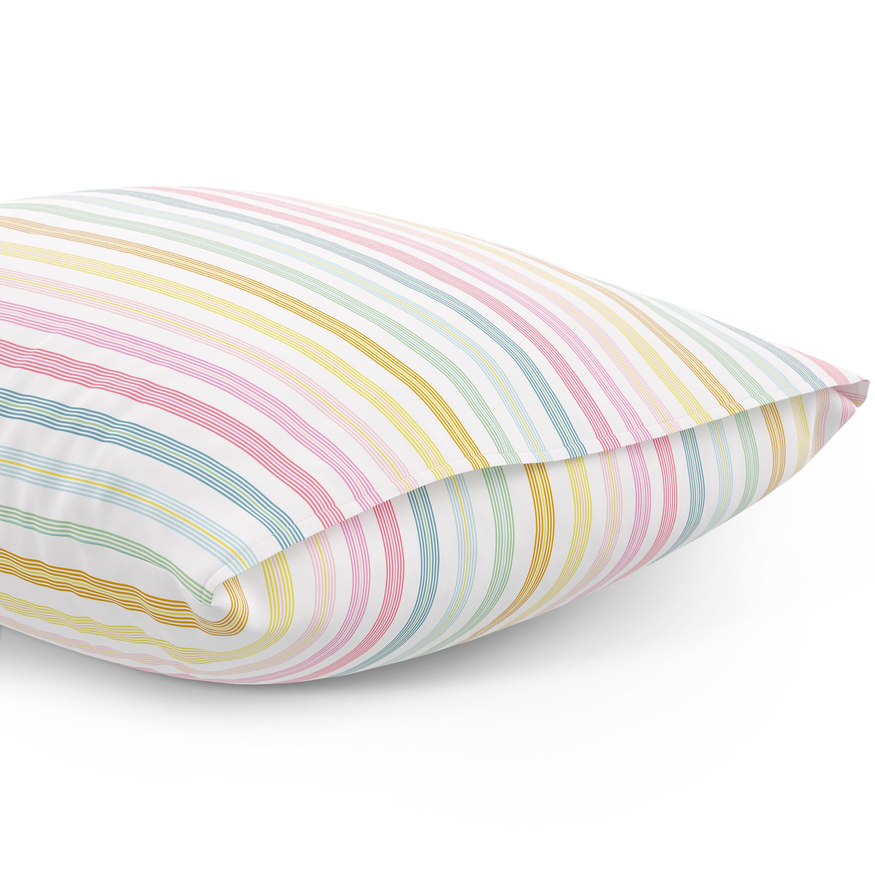 Mainstays Kids Microfiber Bed Sheet Set, Queen, Rainbow Stripe, 4 Pieces