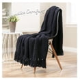 thumbnail image 6 of Chen xin Premium Textured Knit Throw Blanket with Tassels - Soft, Cozy Blanket for Couch, Bed, Living Room - 50" x 65” - Black, 6 of 8