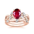 thumbnail image 2 of Limited Time Sale: 1.25 Carat Red Ruby (Round cut Ruby) and Diamond Engagement Bridal Wedding Ring Set in 10k Rose Gold, 2 of 2