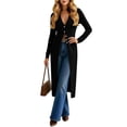 thumbnail image 5 of hoksml Women's Long Sleeve Open Front Maxi Cardigan, Button Down Casual Duster Top Coat, 5 of 6