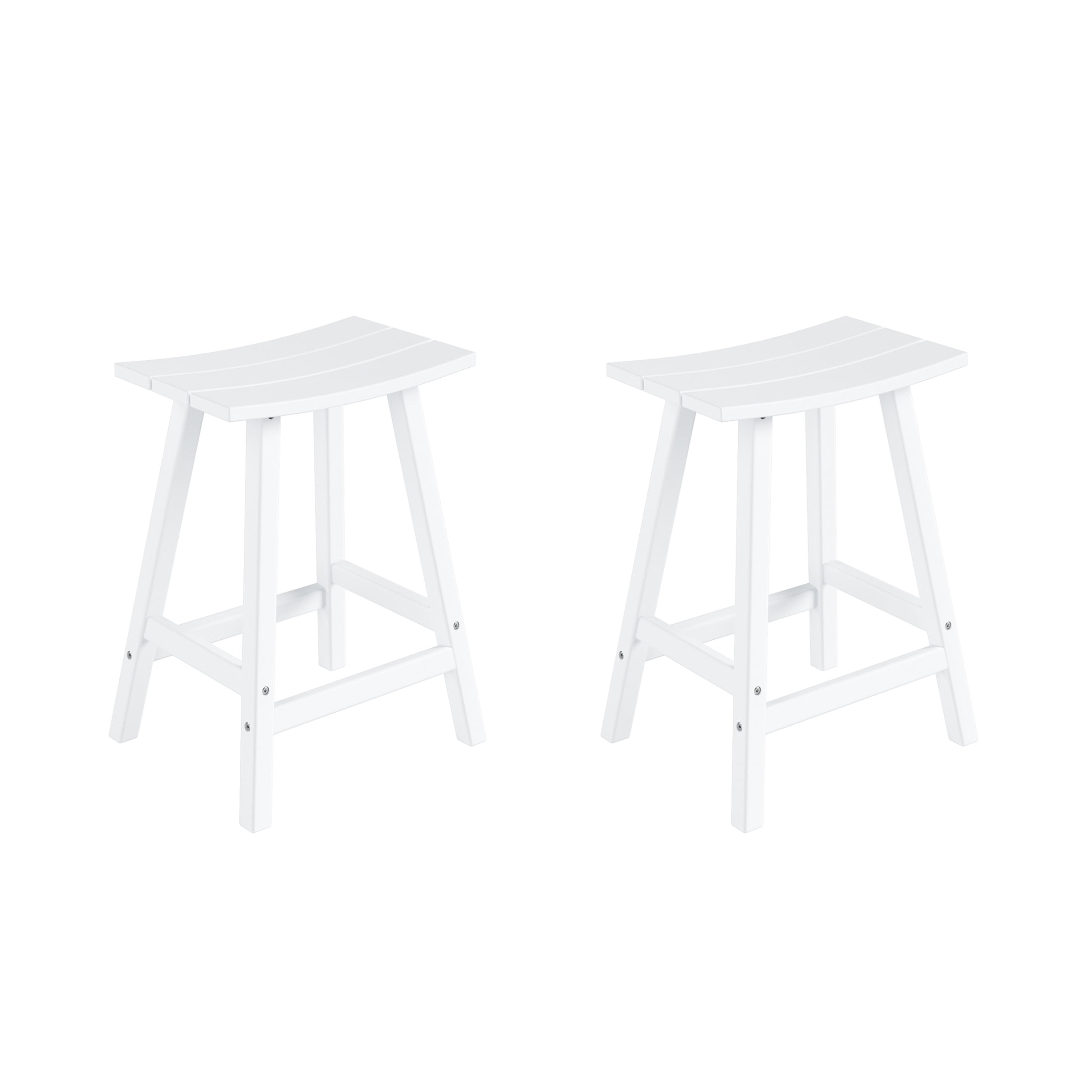 GARDEN 24" Inches Adirondack Plastic Outdoor Bar Stools (Set of 2), White