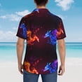 thumbnail image 4 of Pofeuu Futuristic Red And Blue Bird Print Hawaiian Shirt for Men Sleeves Casual Button Down Summer Beach Dress Shirts T-Shirts,X-Large, 4 of 7