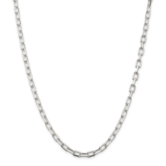 Sterling Silver Diam-Cut Open Cable Chain Necklace - 25.1 Grams - 18 Inch - 5.5mm - Lobster Claw