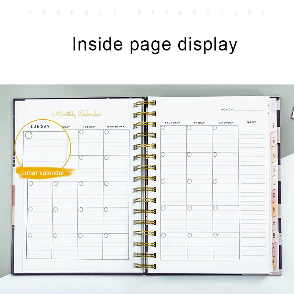 KYAIGUO 2023-2024 Schedule Book Daily Weekly Planner A5 Coil Book Thick Double-Gummed Paper, Moderate Spacing, Smooth Writing