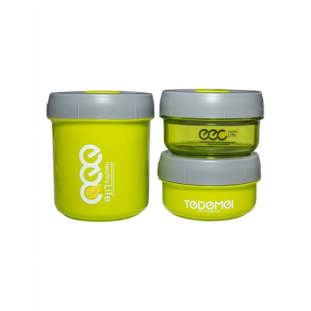 SET DE 3 TOPPERS Ideal para el desayuno o comida, apto para usar en micro ondas, cada topper tiene tapa de rosca con válvula, anti derrames, son 3 diferentes tamaños, libre de PBA
