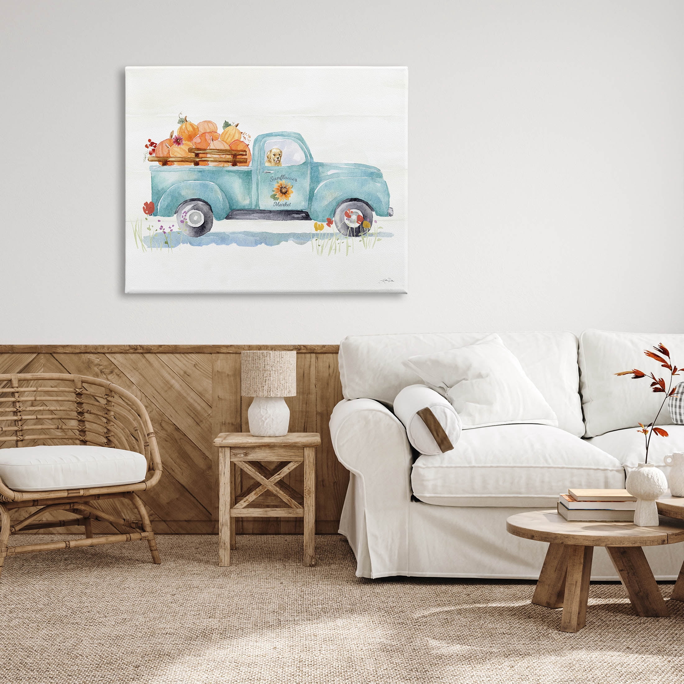 Stupell Industries Sunflower Market Pumpkin Truck Graphic Art Gallery Wrapped Canvas Print Wall Art, Design by Katrina Pete