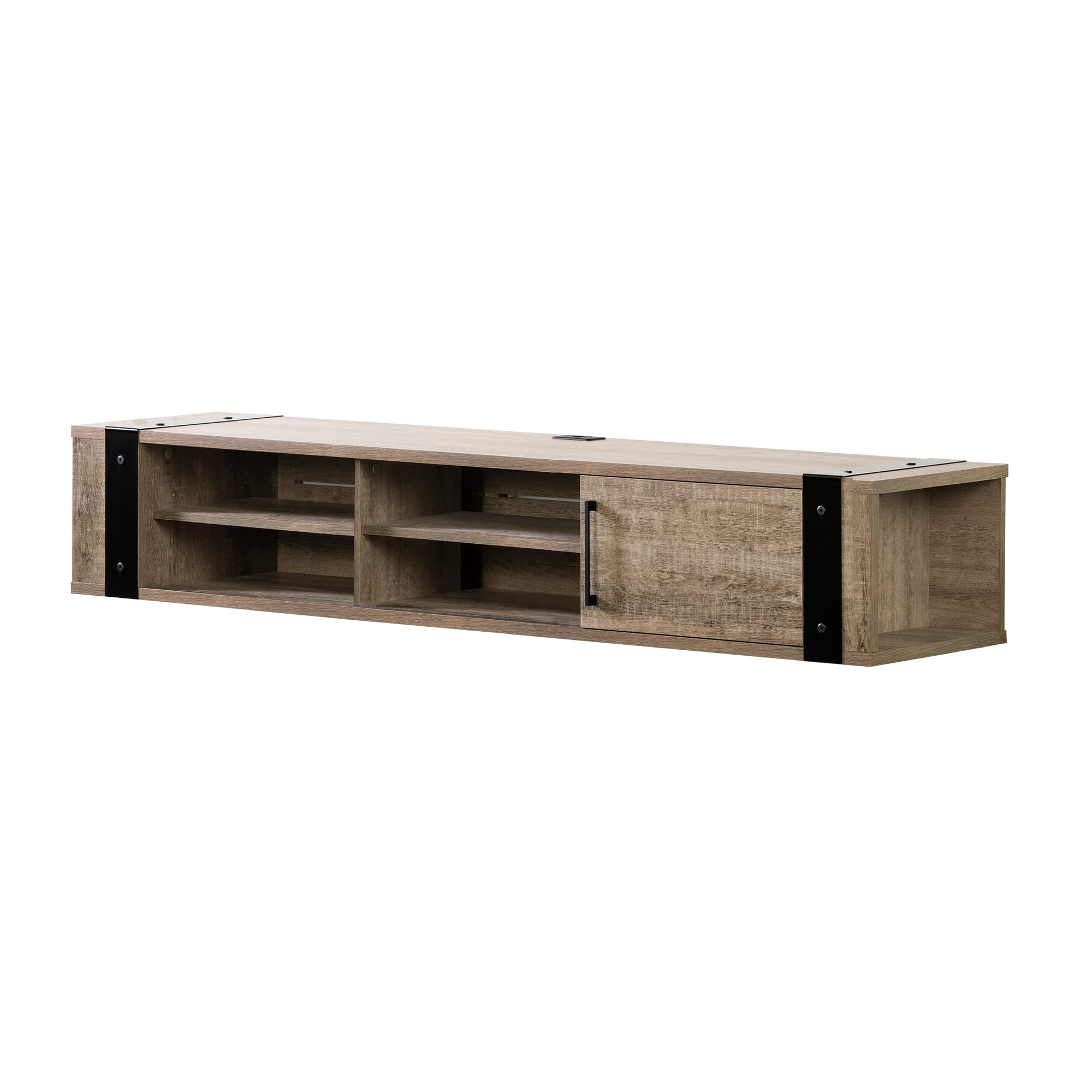 South Shore Munich Wall Mounted TV Stand, 75" Screen or less, Weathered Oak