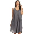 thumbnail image 5 of Sakkas Lina Mid Length Casual Summer Tent Swing Sleeveless Dress With Pockets - Chambray - One Size, 5 of 5