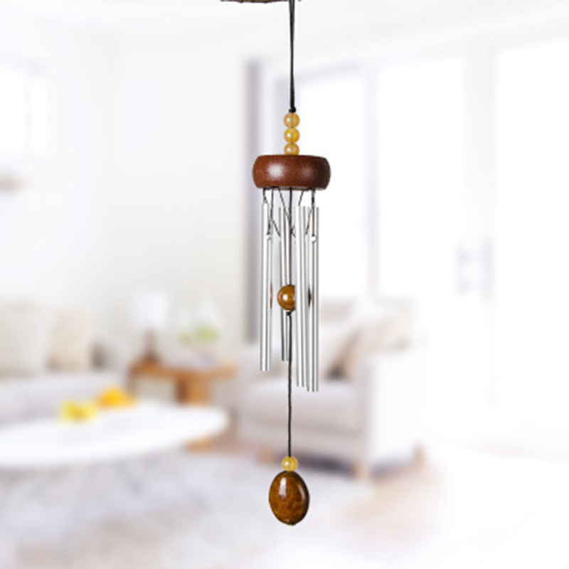 Wind Chime 4 Aluminum Metal Tubes Retro Wood Windchime for Garden Patio Balcony Wind Chime Exquisite Beautiful 4 Aluminum Metal Tubes Retro Wood Garden Patio Balcony Decor  Red - image 2 of 5