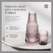 Elle Decor 33 oz Bedside Water Carafe & Drinking Glasses Tumbler - Gray