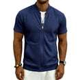 thumbnail image 5 of Men's Casual Jacket Quick Dry Polyester, Stand Up Collar Short Sleeve Zip Up Active Top, Lightweight Outdoor Rain Shell, Cycling Running Fishing | Zenithor,Navy 2XL, 5 of 6