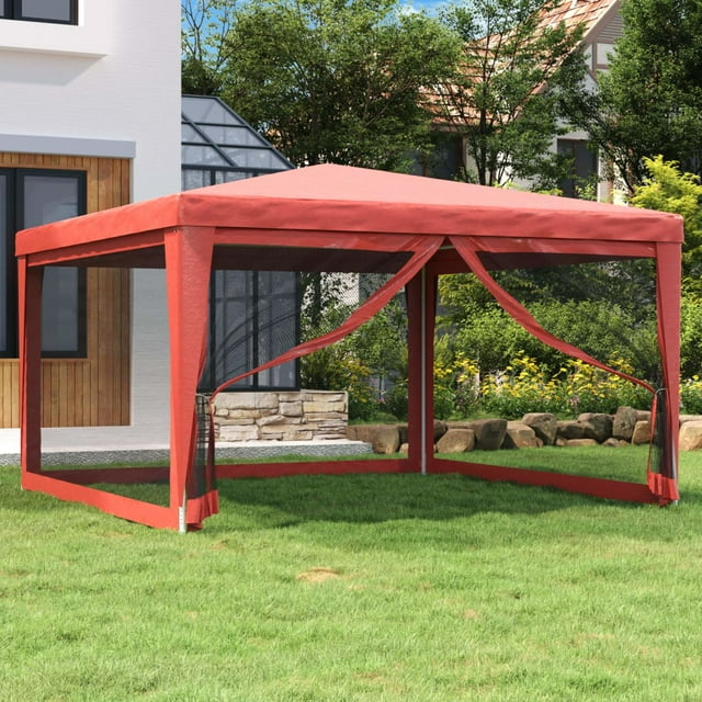 vidaXL Chapiteau de Fête avec 4 Parois Latérales en Maille Rouge 4x4 m HDPE
