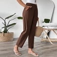 thumbnail image 6 of ClodeEU Women's High Waisted Elastic Waist Tapered Cropped Pants,Casual Trousers with Pockets Coffee,Women's Plus XXXL, 6 of 8