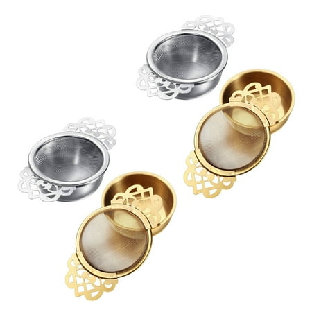 

Tea Strainer with Dripping Bowl Mesh Teapot Stainless Steel Pine Leaf Tea Strainer Double Winged Handle 4 Pieces