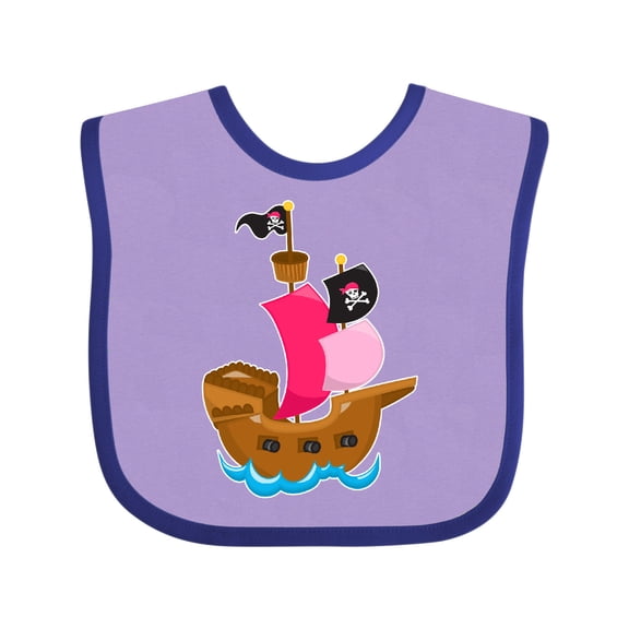 Inktastic Pirate Ship Girls Baby Bib