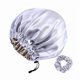 thumbnail image 1 of wonima11 22 Momme 100% Mulberry Silk Bonnet Hair Wrap for Sleeping, Adjustable Silk Scrunchies Sleep Cap for Women Men Hair Care, Head Scarf Night Caps with Elastic Stay On Head, 1Pc(Gray,Bronze), 1 of 1
