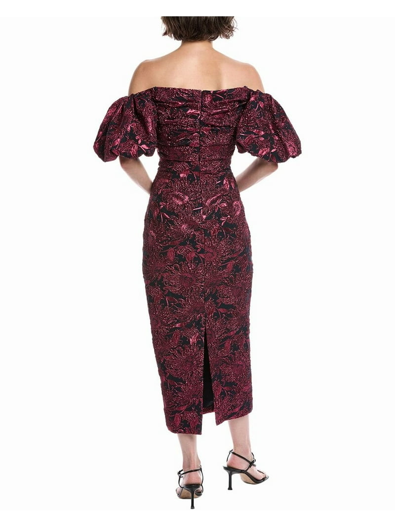 Lela Rose womens Metallic Jacquard Cocktail Dress, 10, Pink