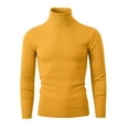 thumbnail image 4 of TFEOQRY Men's Pullover Turtleneck Sweater Knitted Casual Base Sweater Fall Winter Warm Solid Tops Yellow, 4 of 8