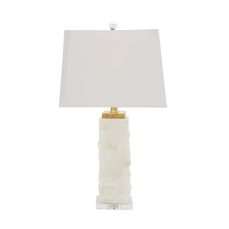 Acrylic Modern Table Lamp - Decmode 26 Inch Modern White Carved Marble and Acrylic Table Lamp, White