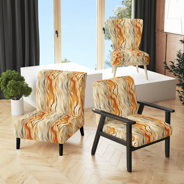Designart "Dreamy Driftwood In The Tropics" Yellow Tropical Upholstered Accent Chair - Tropical Arm Chair For Living Room