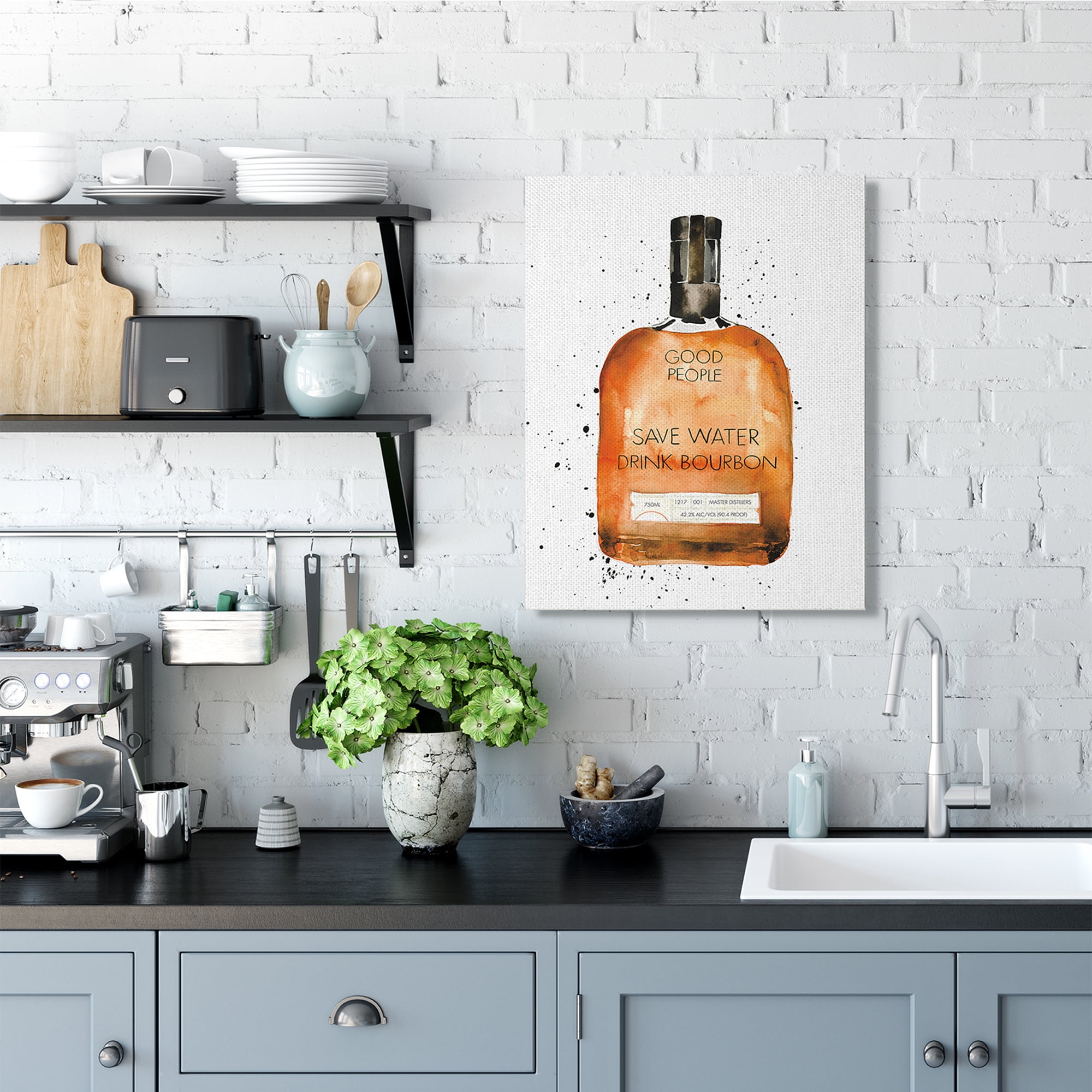 Stupell Industries Save Water Drink Bourbon Quote Common Liquor Bottle Canvas Wall Art, 24 x 30, Design by Mercedes Lopez Charro
