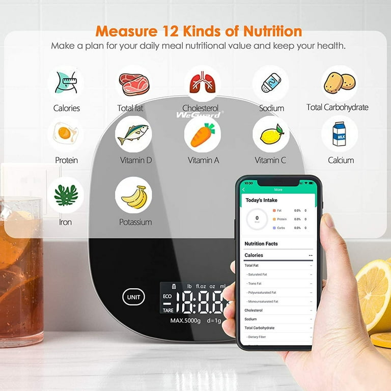 DE'VELO Accurate Digital Kitchen Scale for Food with Weight