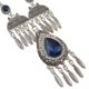 thumbnail image 3 of Collar llamativo con colgante de flor tallada con borla de metal, joyería para dama Azul 1, 3 of 9