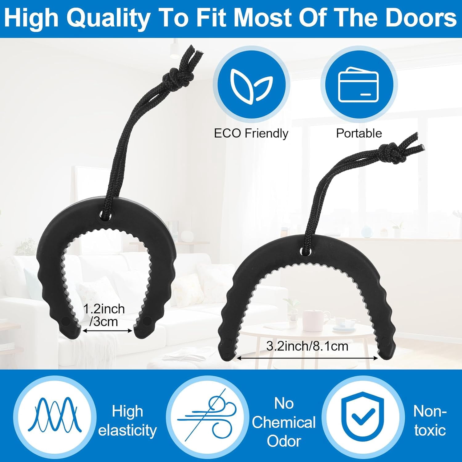 ABCISI 10 Pcs First Responder Door Stops, Multi-Purpose Door Jammar with Nylon Cord, Compatible Tactical Gear for Police Law Enforcement Emergency Medical Services Firefighter (Black)