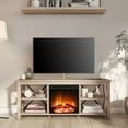 thumbnail image 4 of Evelyn&Zoe Sawyer Rectangular TV Stand with Log Fireplace for TV's up to 65" in White Oak, 4 of 11