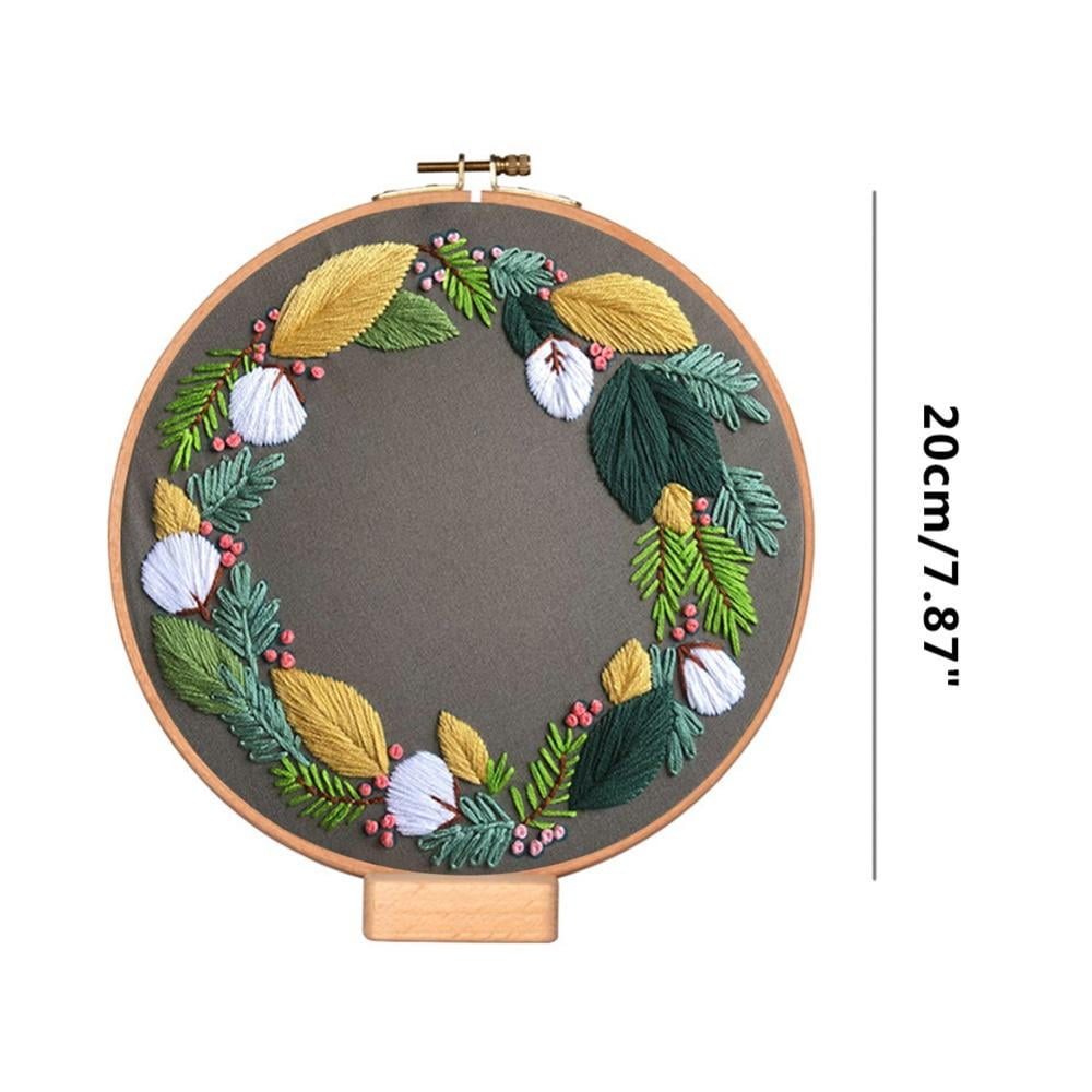Color Threads and Tools Kit Bamboo Embroidery Hoop Kissbuty Full Range of Stamped Embroidery Kit Including Embroidery Cloth with Pattern Plant and Floral 2 Pack Embroidery Starter Kit with Pattern 