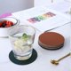 thumbnail image 4 of Posavasos de piel sintética de 6 piezas, resistente al agua y al calor, redondo, para taza, tapete aislante para vajilla, mantel individual para decoración del hogar, 4 of 5
