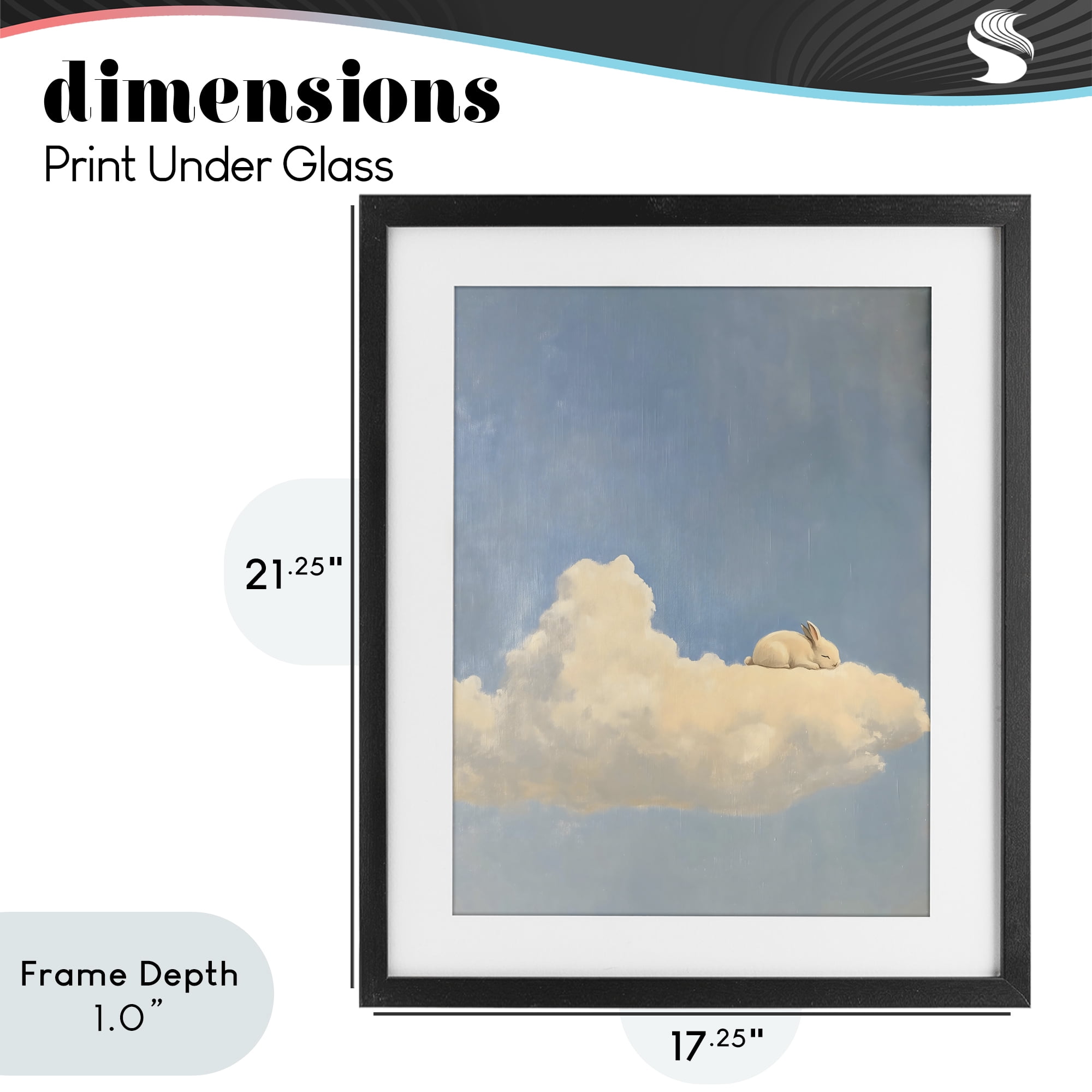 Stupell Industries Sleeping Bunny on Cloud Black Framed Print Under Glass, design by The Prints Vibe