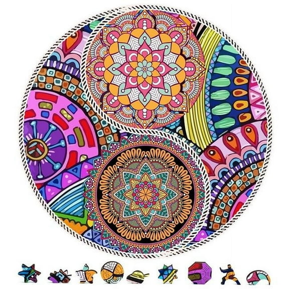 ZenChalet Puzzles ZCPYYF500 Yin Yang Flowers Wooden Puzzle - 500 Piece