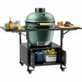 thumbnail image 5 of Outdoor Grill Table for Big Green Egg Style BBQ, Metal Grill Cart with 2 Folding Panels, Compatible with up to Large Green Egg, Kamado Joe Jr, 5 of 11