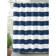 thumbnail image 2 of Navy Blue White Stripes Simple Shower Curtain, Geometric Waterproof Shower Curtain Set with 12 Hooks Lightweight Washable Fabric Shower Curtains for Bathroom 72x78 Inches, 2 of 6