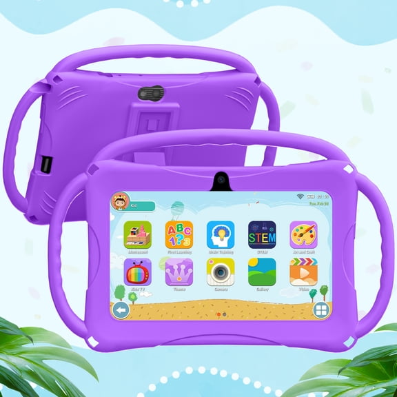 Kids Tablet, 7 inch Android 15 Tablet for Kids, 8GB 32GB 1TB Expand, Quad-Core Toddler Tablets with Shockproof Case, BT5.0, Wifi5, Parental Control, Games, Dual Camera