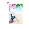 thumbnail image 1 of ABPHQTO Mariposa en el jardín japonés de rocas Sakura Blossoms Home Outdoor Garden Flag House Banner 30x45 cm, 1 of 1