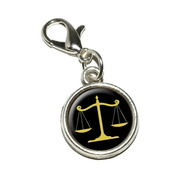 Balanced Scales of Justice Symbol Legal Lawyer Gold and Black Bracelet Charm