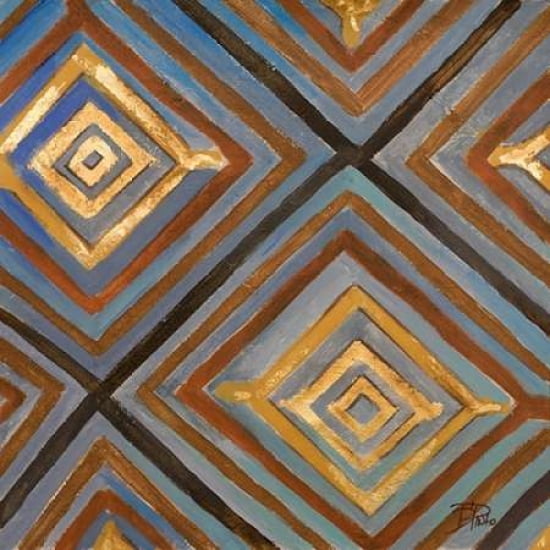 Ikat and Pattern with Gold Canvas Art - Patricia Pinto(24X24)