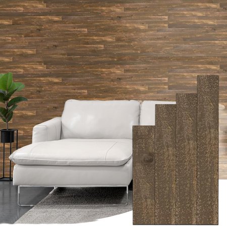 Real Reclaimed Wood Planks – Easy Nail-Up Shiplap Panels for Rustic Wall Paneling – Farmhouse Style DIY Wood Accent Wall – Made in USA – Espresso Brown, 10 Sq Ft
