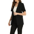 thumbnail image 4 of INSPIRE CHIC Lapel Blazer for Women Short Sleeve Button Down Open Front Office Work Blazers with Pockets, 4 of 5