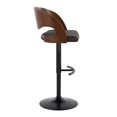 thumbnail image 2 of Pino Mid-Century Modern Adjustable Barstool with Swivel in Black Metal, Walnut Wood and Brown Faux Leather with Rounded T Footrest by LumiSource - Set of 2, 2 of 4