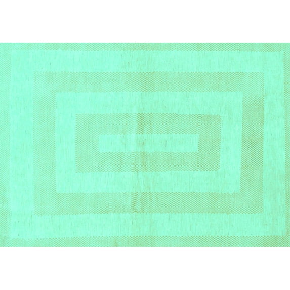 Ahgly Company Indoor Rectangle Solid Turquoise Blue Modern Area Rugs, 3' x 5'