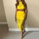 thumbnail image 2 of Conjunto sexy de dos piezas con aberturas, falda y top para mujer, conjunto elegante de vestido ajustado, ropa de club, trajes de fiesta de cumpleaños para mujer, 2 of 5