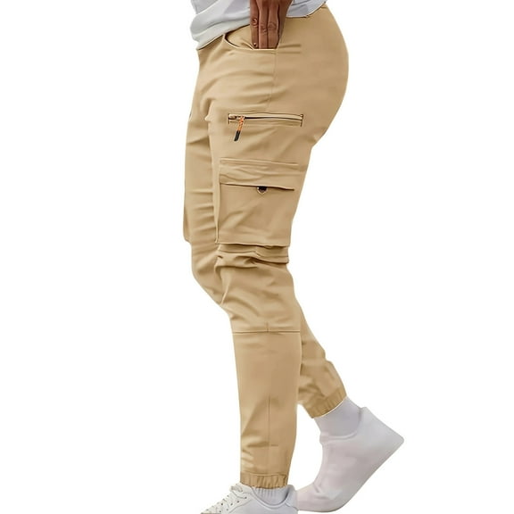 Yievot Men's Cargo Pants Trendy Elastic Waist Drawstring Joggers with Zipper Pockets Fall Winter Casual Hiking Workout Pants for Men