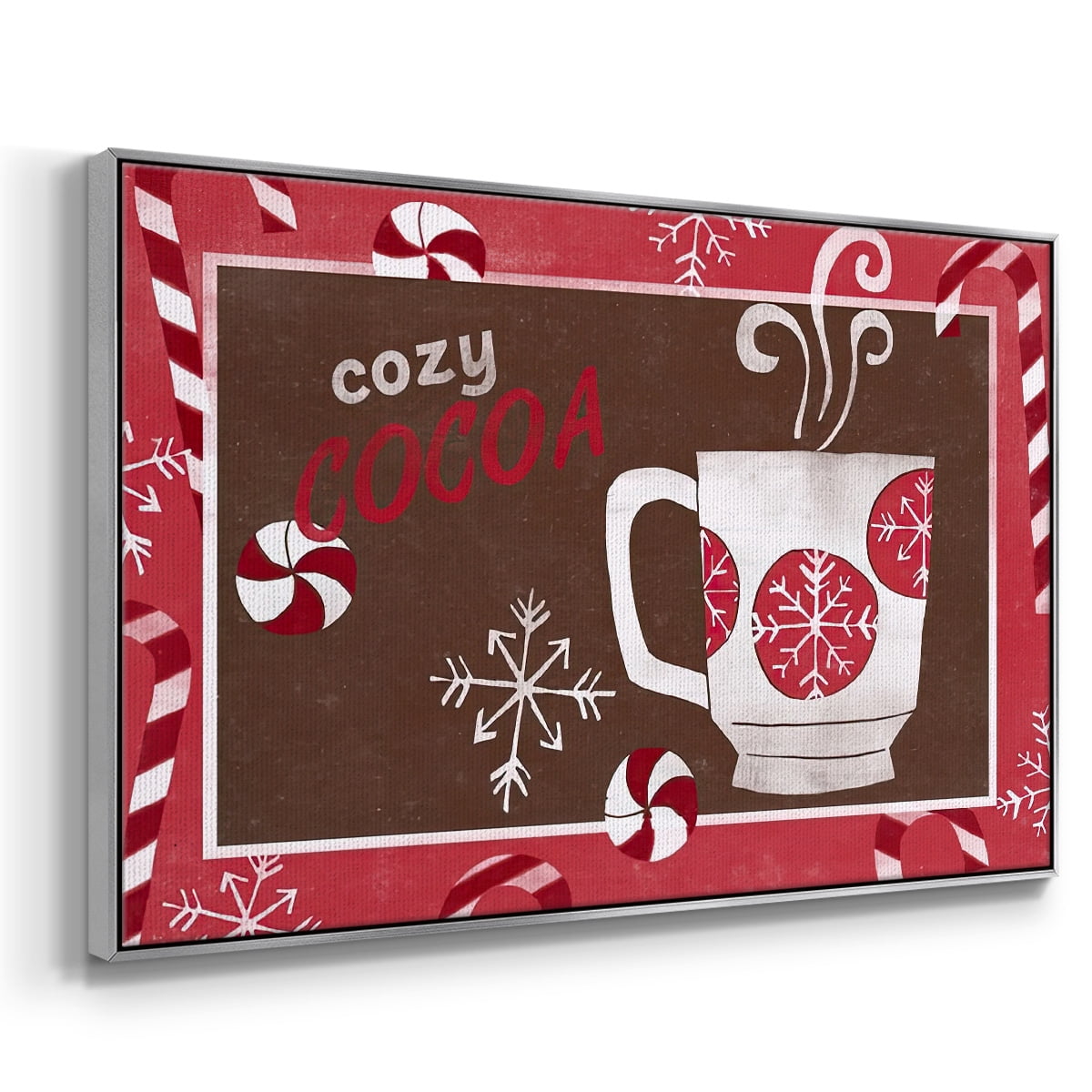 Cozy Cocoa Christmas Collection A - Framed Gallery Wrapped Holiday Canvas - 17 x 25 - Silver Frame