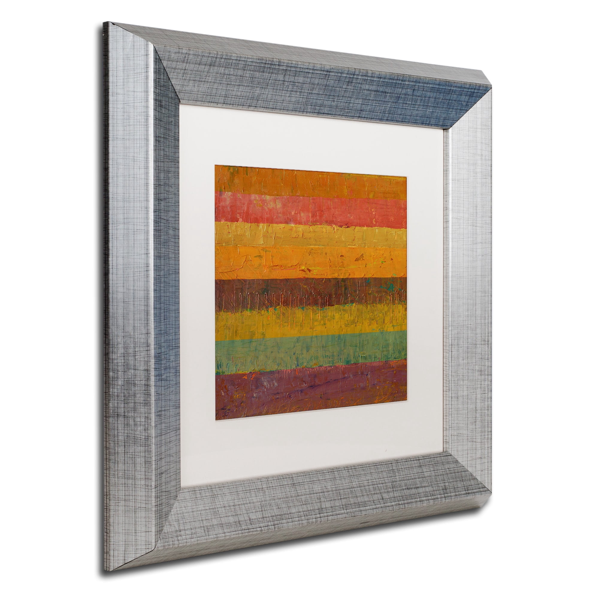 Trademark Fine Art "Orange Line" Canvas Art by Michelle Calkins, White Matte, Silver Frame